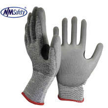 NMSAFETY  protective gloves cutting 5 level palm coatted PU Glove flexible  work gloves men